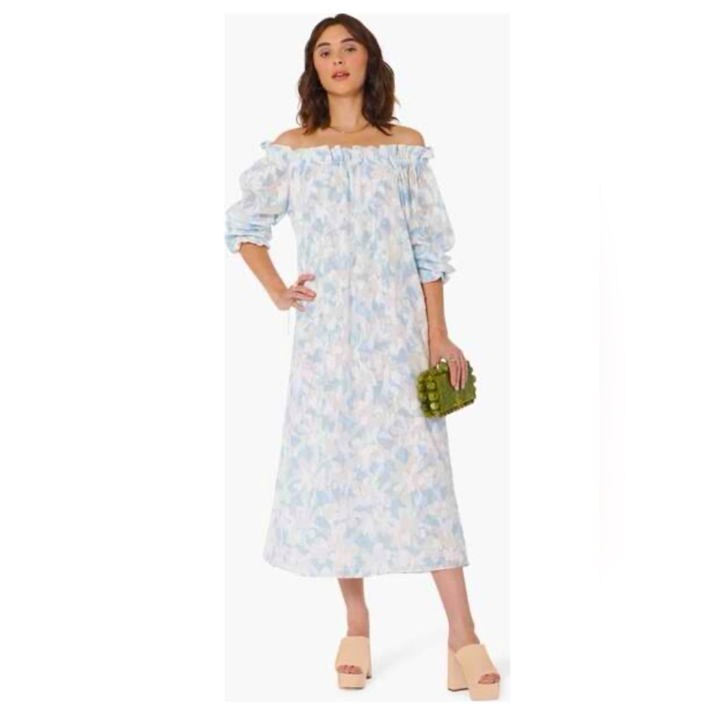 CASEY MARKS Maxi Dress in Pastel Blue & White Size S
